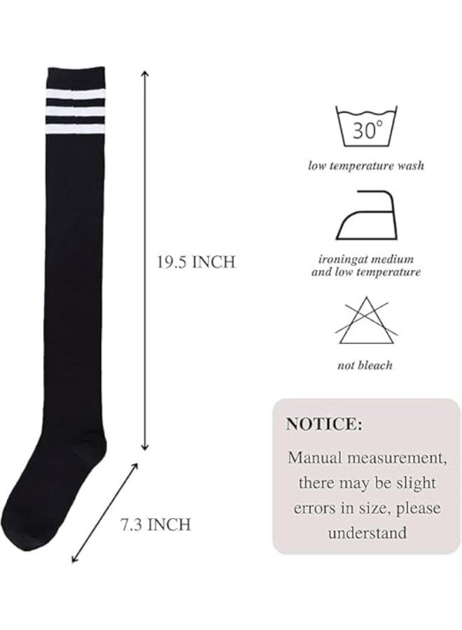 CLENEA جوارب طويلة للبنات، جوارب أنيقة محبوكة، جوارب مدرسية مضلعة، 3 أزواج من الجوارب الأنبوبية بدون خياطة، جوارب أطفال للجنسين من 8 إلى 10 سنوات - Image 2